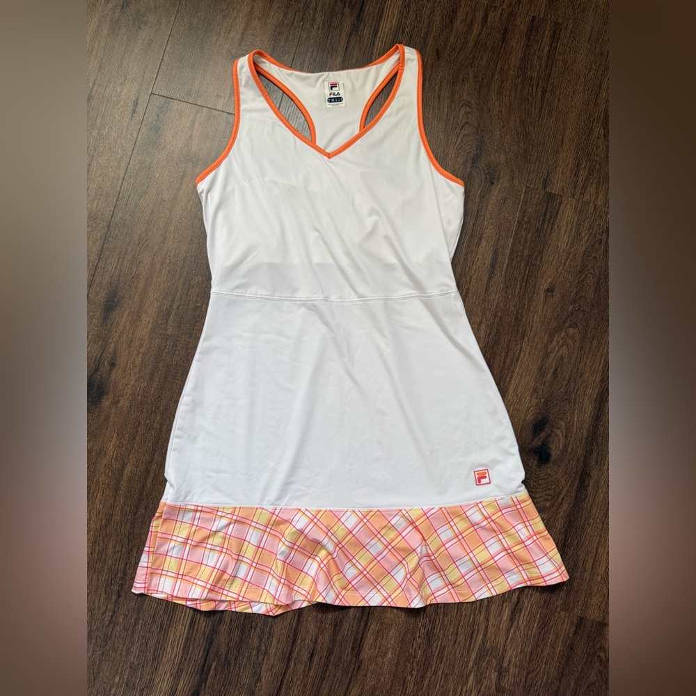 Fila Tennis White Dress with Orange Accents